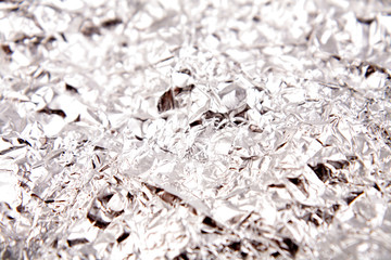 Closeup of silver foil background