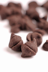 chocolate chip close up focus on front most object