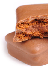 close up chocolate or macro focus on it's edge