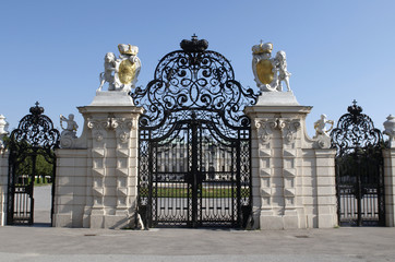 The Belvedere is a baroque palace complex. Entrance gate - obrazy, fototapety, plakaty