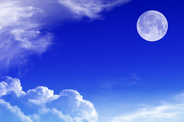 Naklejka na ściany i meble Niebo z chmury i księżyc