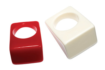 red and white waterproof rings