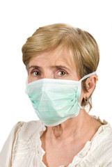 Senior woman with protective mask