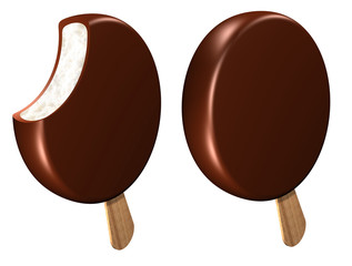 ice cream on stick, milk in chocolate, round