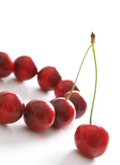 Red beads with fresh cherry's