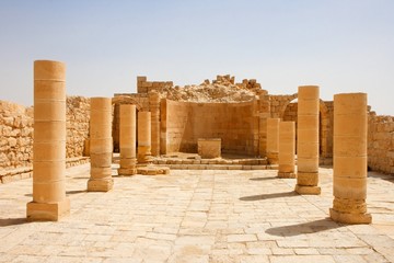 Colonnade of the ruins of ancient temple in Ovdat, Israel