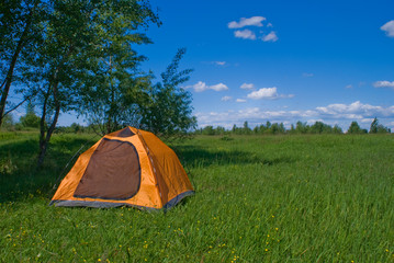 Yellow tourist tent