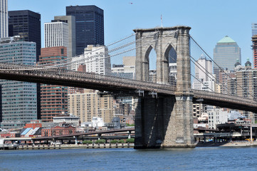 Fototapeta na wymiar Brooklyn bridge and skyscraper.