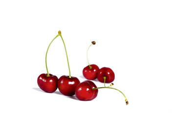 Fototapeta na wymiar red cherries isolated on white