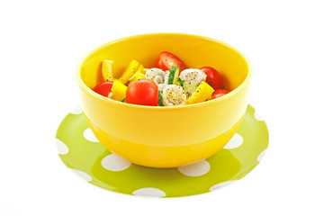 vegetable salad in a yellow bowl