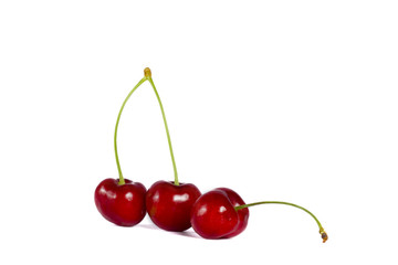 red cherries isolated on white