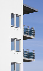 Modern building towards blue sky