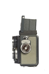 retro twin lens camera isolated on white