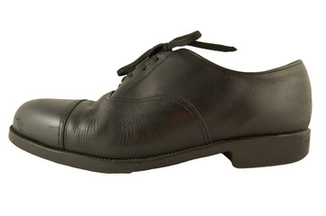 single black leather male shoe isolated on white