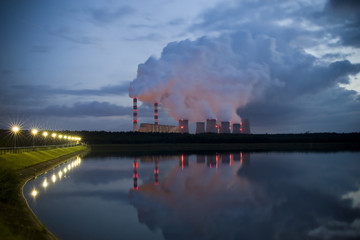 power station on evening