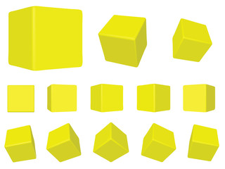 3d yellow cubes