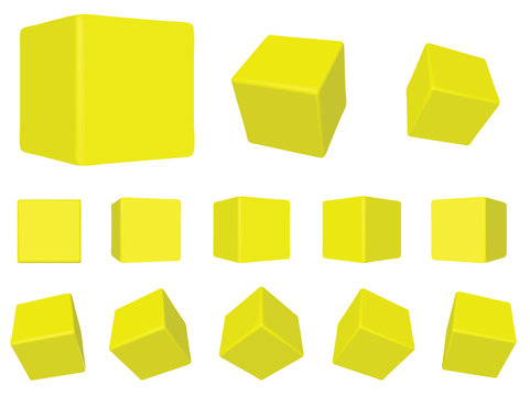 3d yellow cubes