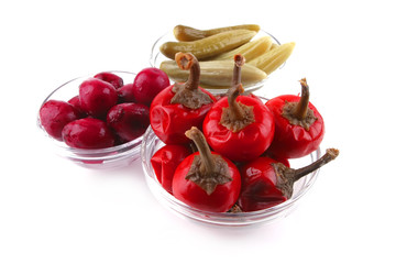 red small pepper and small eggplants