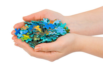 Hands and puzzle