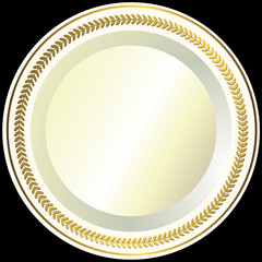 White plate with a gold vintage ornament