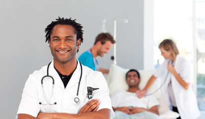 African doctor smiling at the camera