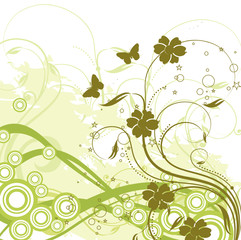 cercles floral vert grunge