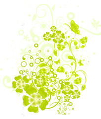 cercles floral vert fluo papillon