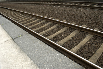 Railway lines at a train station