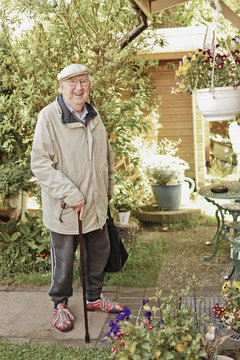 Old man (92 yrs.) in his garden