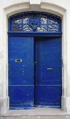 Blue double door with hearts, provence, france