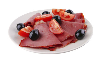 served sausage sliced
