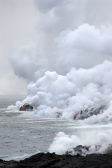 Lava flowing into the ocean