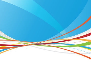 blue abstract background made of colorful curved lines