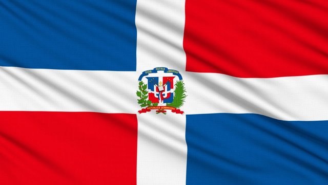 Dominican Republic Flag, with real structure of a fabric