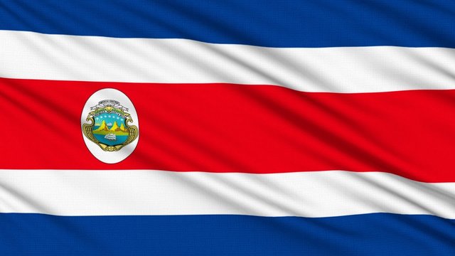 Costa Rican flag, with real structure of a fabric