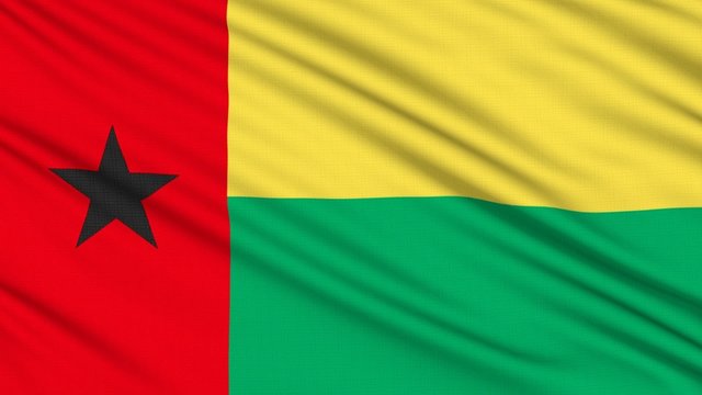 Guinea-Bissau Flag, with real structure of a fabric