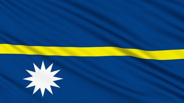 Nauru Flag, with real structure of a fabric