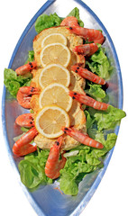 Plat de crevette et terrine de poisson