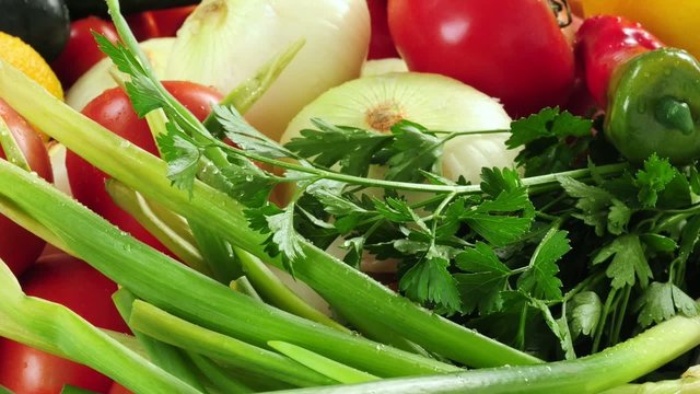 Vegetables. Slow motion.