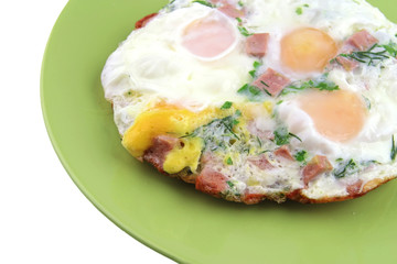 fried eggs close up on dish