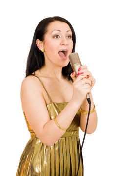 Young woman sing