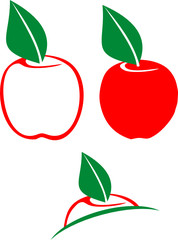 Red apple abstract illustration on white background