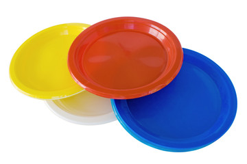 Multicolored plastic dishes