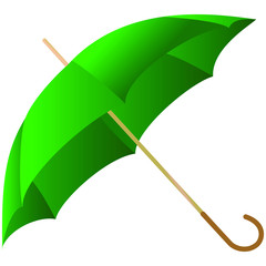 The green umbrella represented on a white background