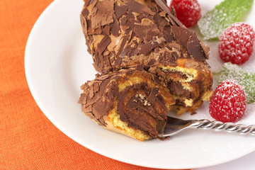 Miniature chocolate swiss roll