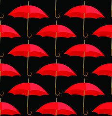 Semless a background from red umbrellas. Vector illustration