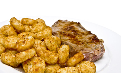 Strip Steak and Potato Puffs