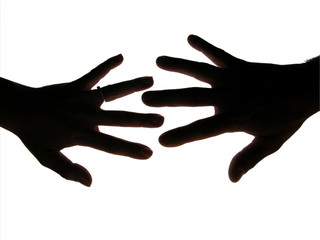 Man and woman hands silhouette