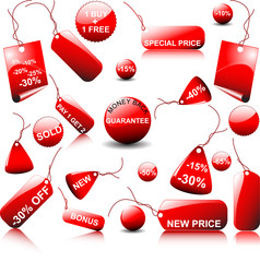 big set of red vector price tags for all time