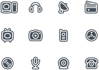 Media, Electronics & Communications  - Vector Icons Set